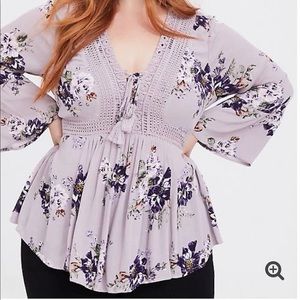 Lavender bell sleeve top
